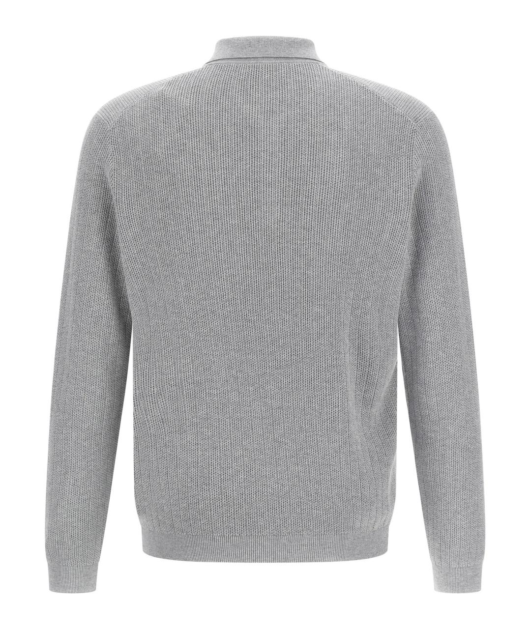 BRUNELLO CUCINELLI Серое хлопковое поло с длинным рукавом, фото 2