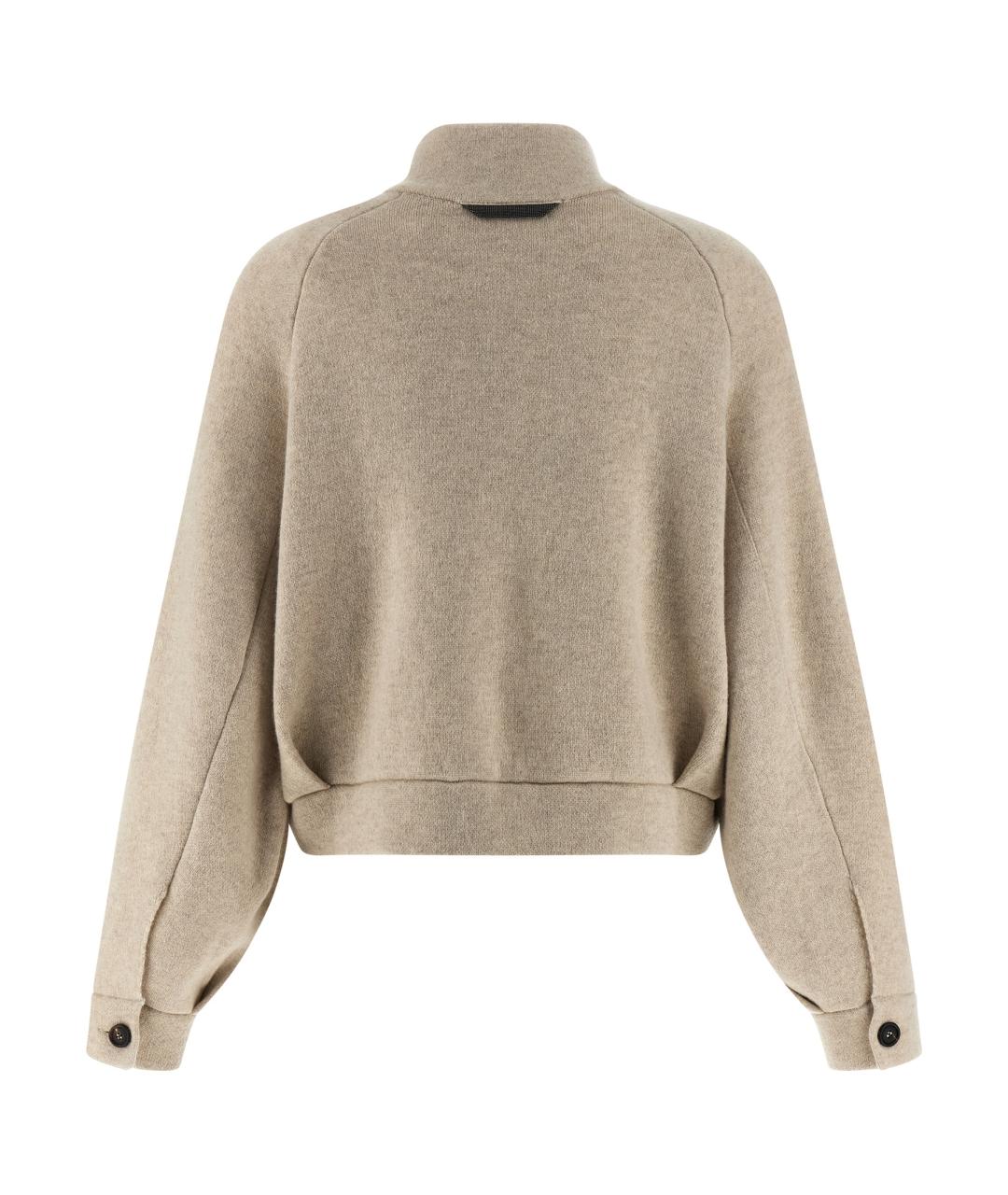 BRUNELLO CUCINELLI Бежевый кашемировый кардиган, фото 2