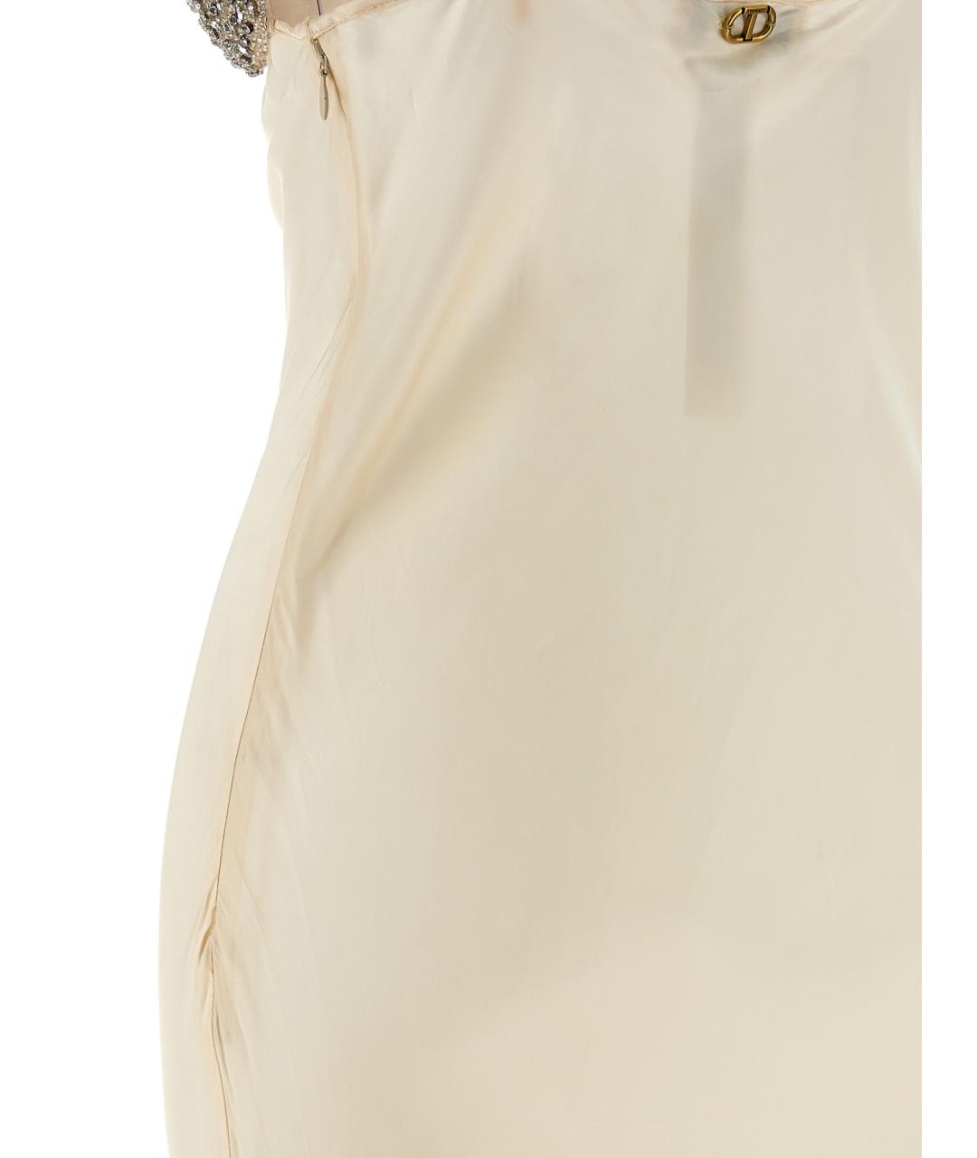 TWIN-SET Бежевое вискозное вечернее платье, фото 4