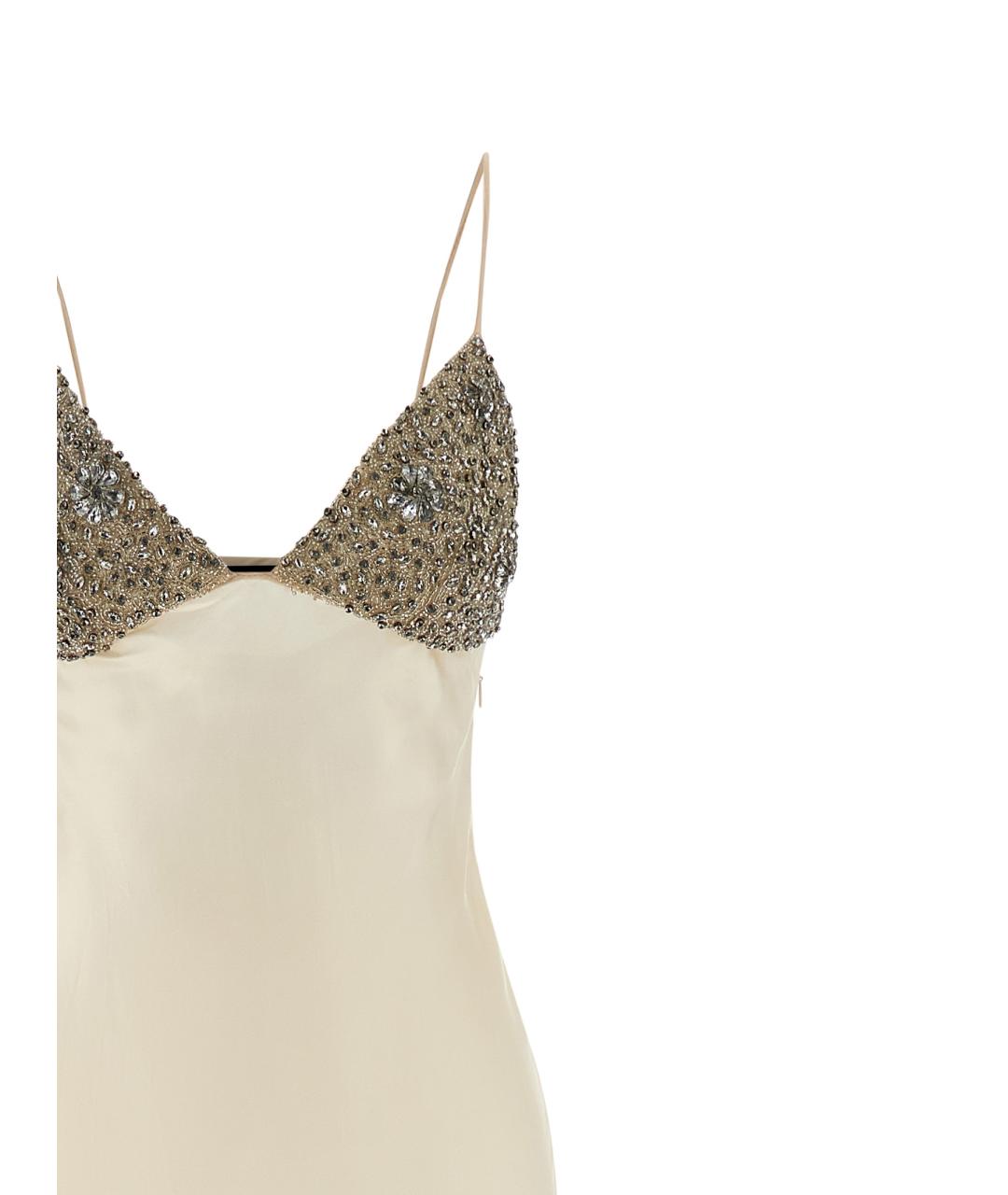 TWIN-SET Бежевое вискозное вечернее платье, фото 3