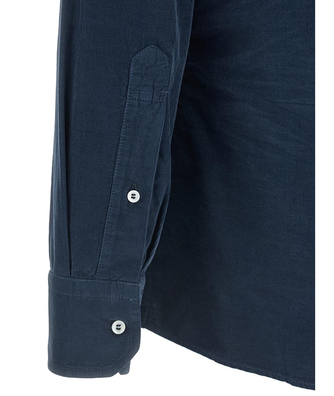 BRUNELLO CUCINELLI Синяя хлопковая кэжуал рубашка, фото 4