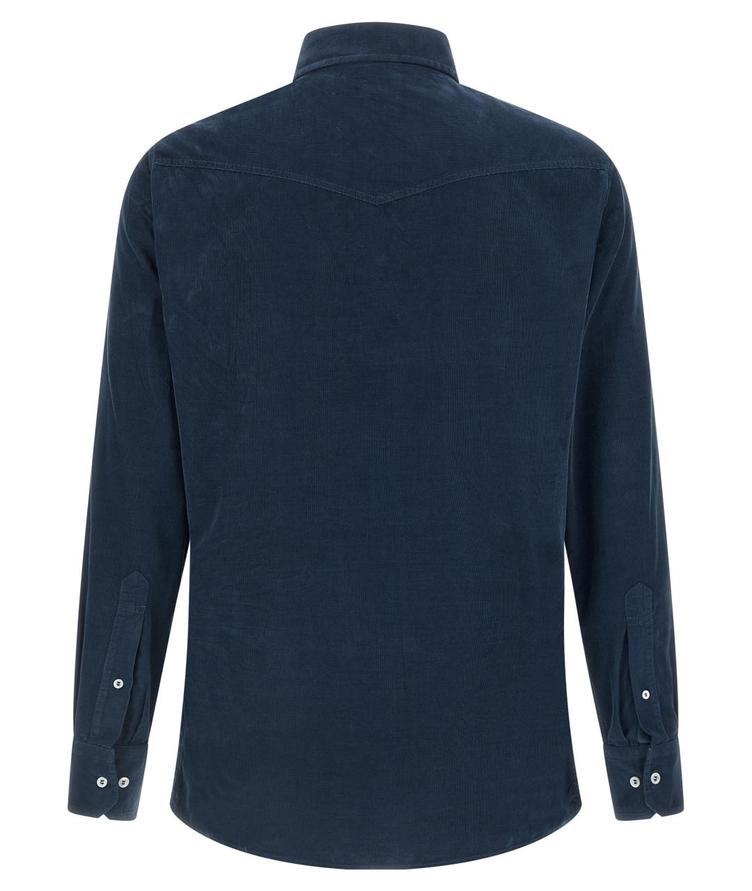 BRUNELLO CUCINELLI Синяя хлопковая кэжуал рубашка, фото 2