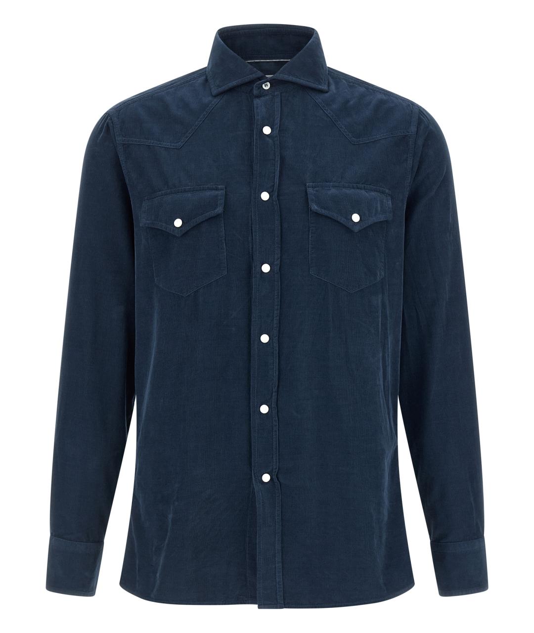 BRUNELLO CUCINELLI Синяя хлопковая кэжуал рубашка, фото 1