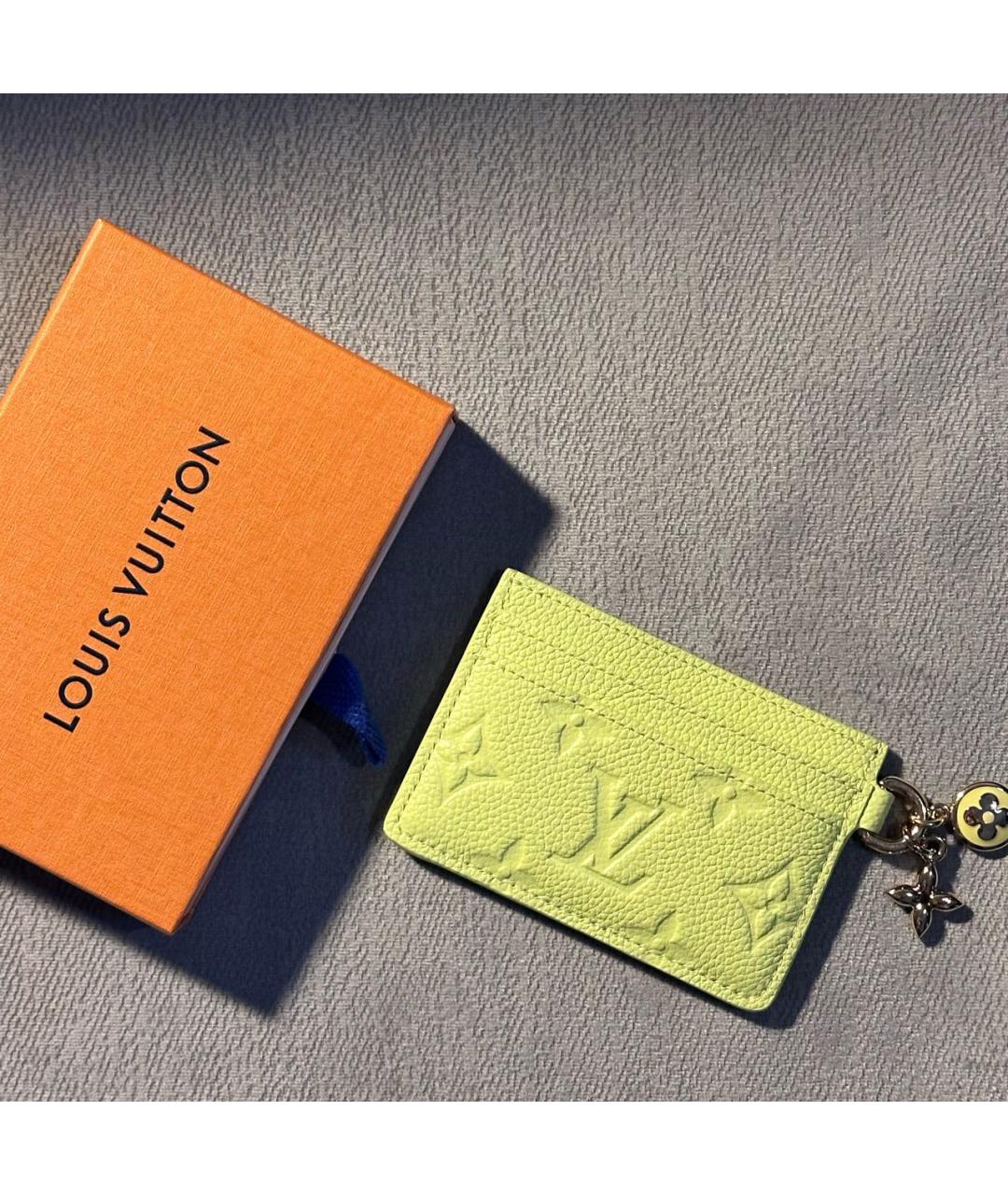 LOUIS VUITTON Желтый кожаный кардхолдер, фото 4