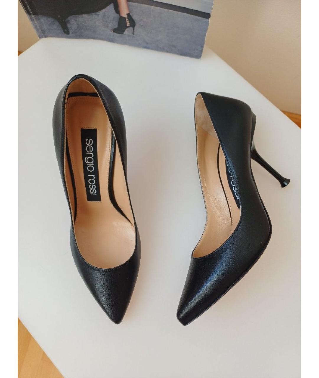 SERGIO ROSSI Черные кожаные туфли, фото 3