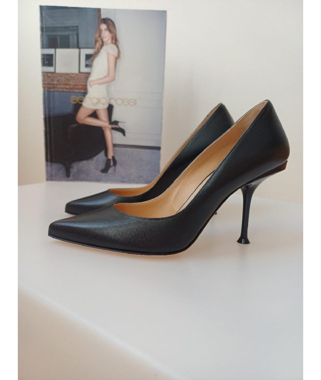 SERGIO ROSSI Черные кожаные туфли, фото 2