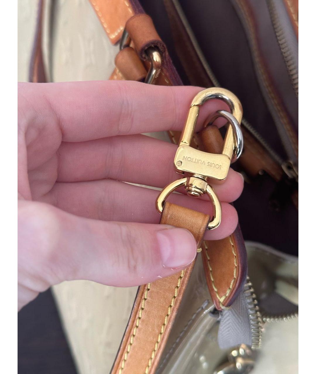 LOUIS VUITTON Бежевая сумка тоут из лакированной кожи, фото 8