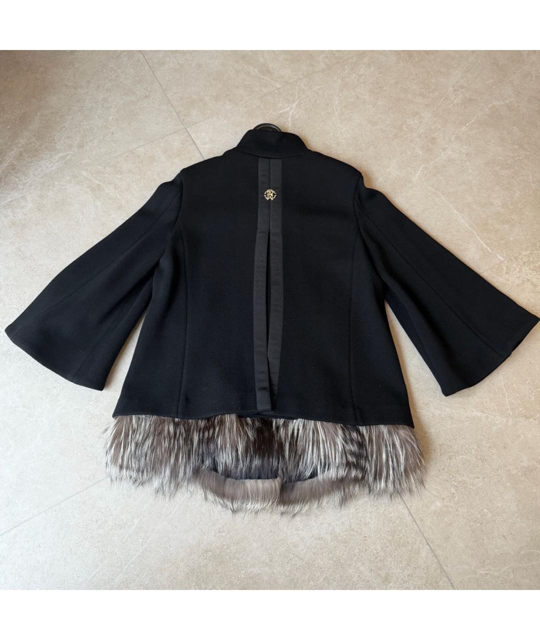 ROBERTO CAVALLI Черное шерстяное пальто, фото 2