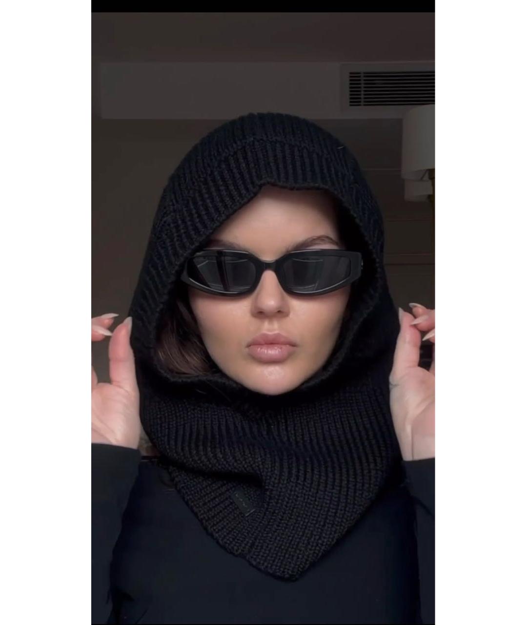 SAINT LAURENT Черный шерстяной капюшон, фото 4