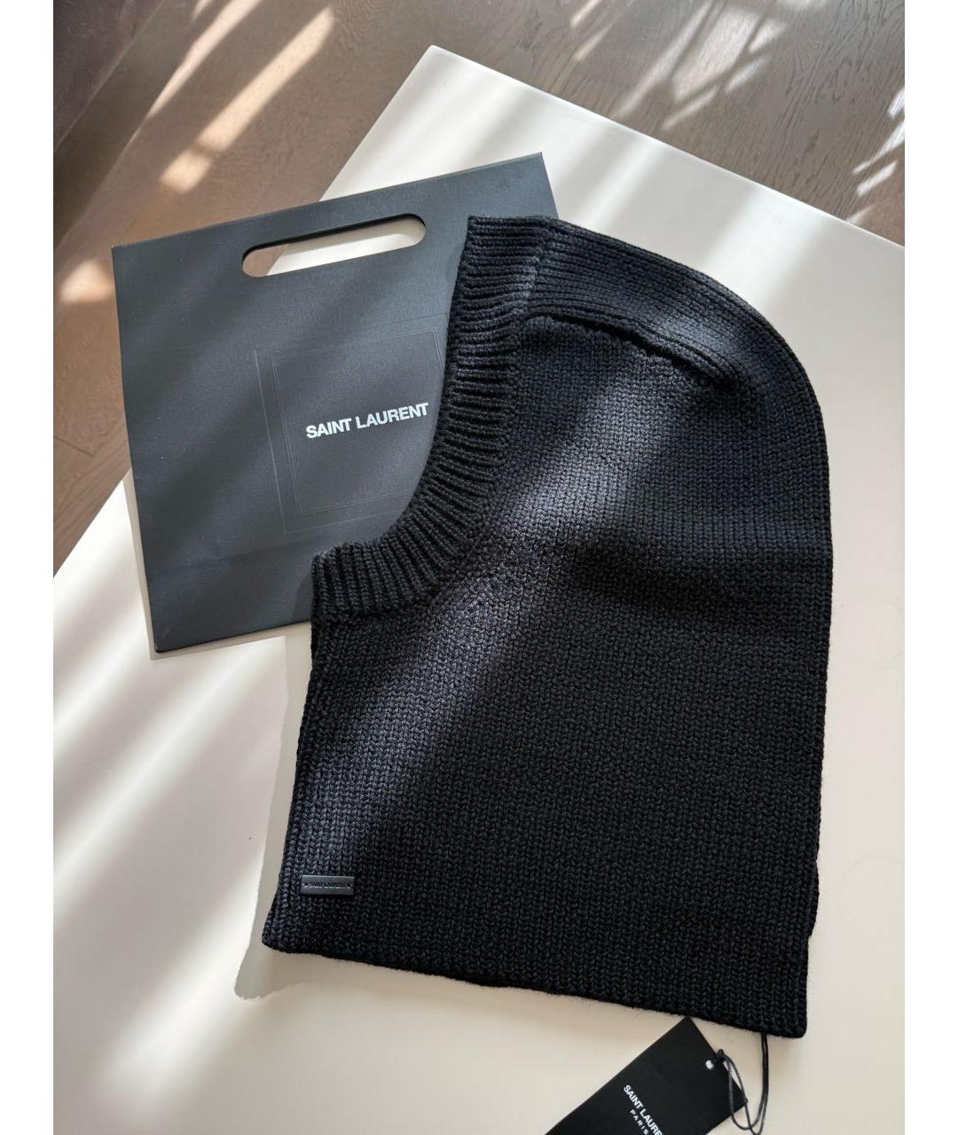 SAINT LAURENT Черный шерстяной капюшон, фото 2