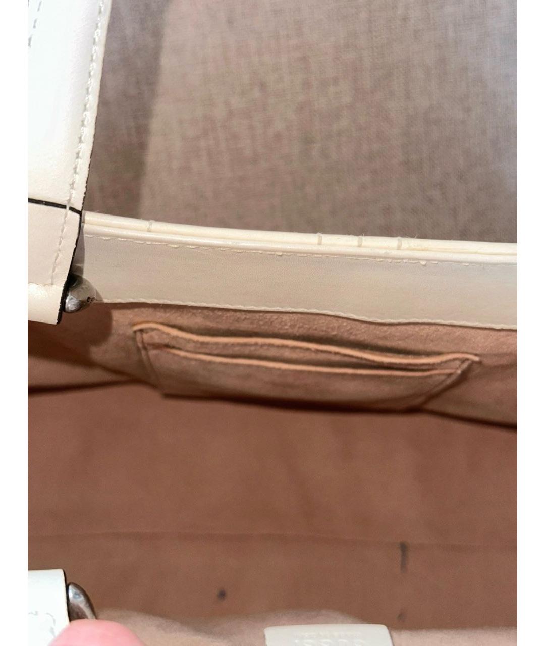 GUCCI Белая кожаная сумка тоут, фото 8