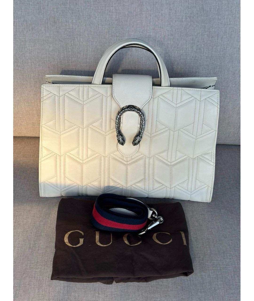 GUCCI Белая кожаная сумка тоут, фото 9