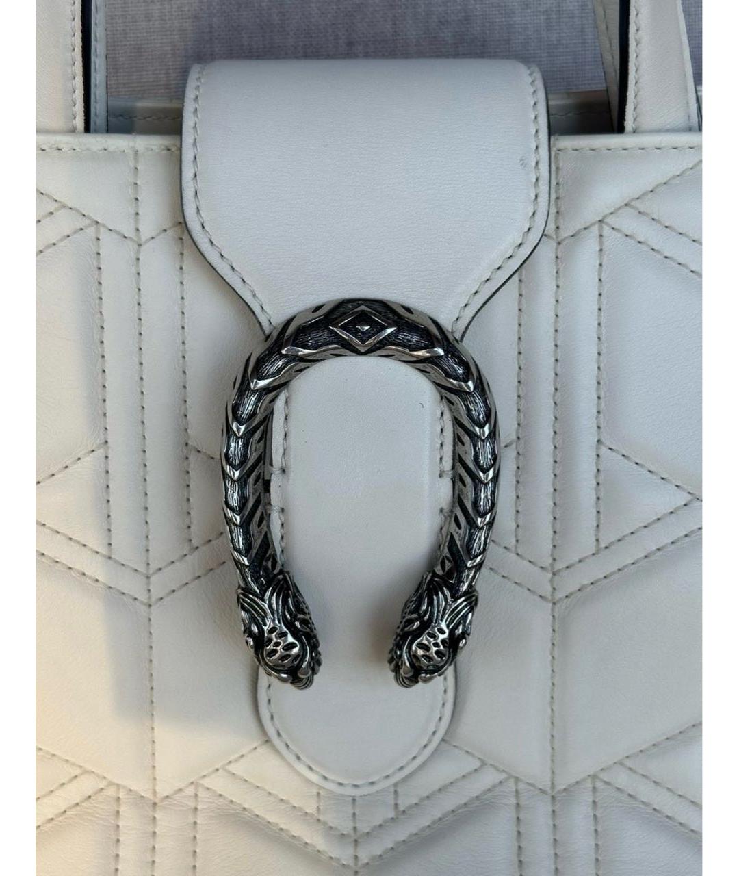 GUCCI Белая кожаная сумка тоут, фото 5