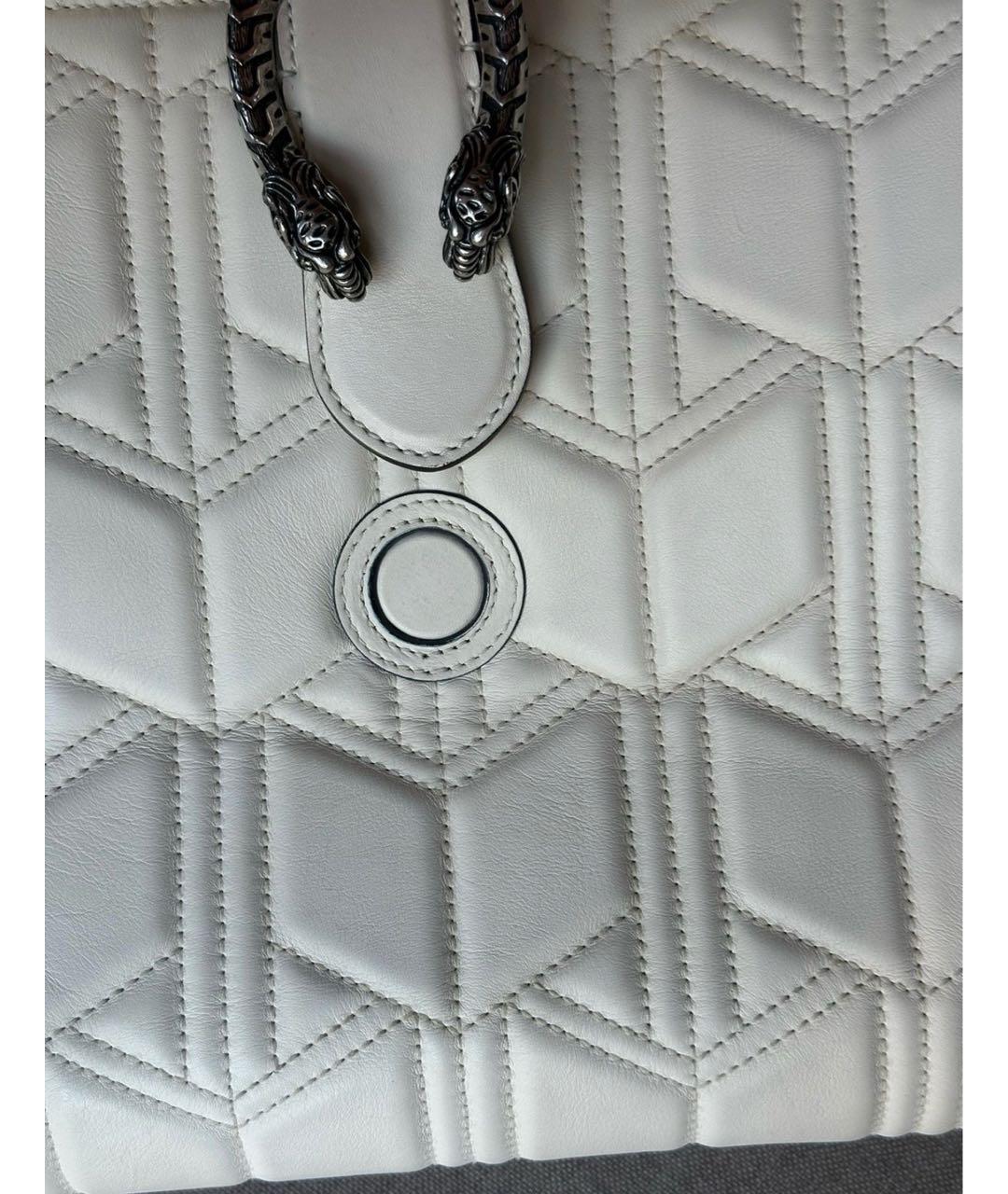 GUCCI Белая кожаная сумка тоут, фото 6