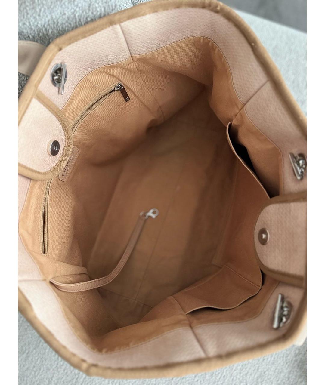 CHANEL Бежевая хлопковая сумка тоут, фото 4