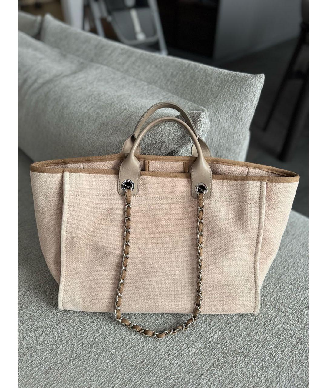 CHANEL Бежевая хлопковая сумка тоут, фото 2