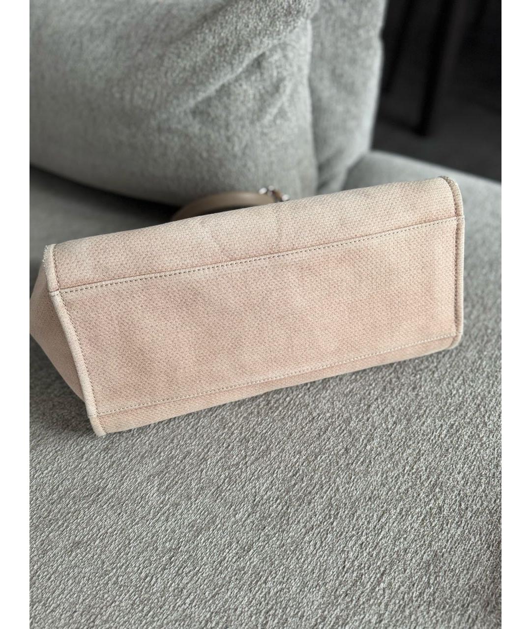 CHANEL Бежевая хлопковая сумка тоут, фото 3