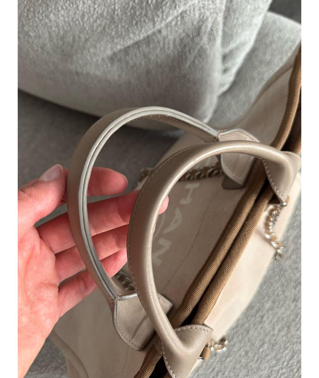 CHANEL Бежевая хлопковая сумка тоут, фото 5