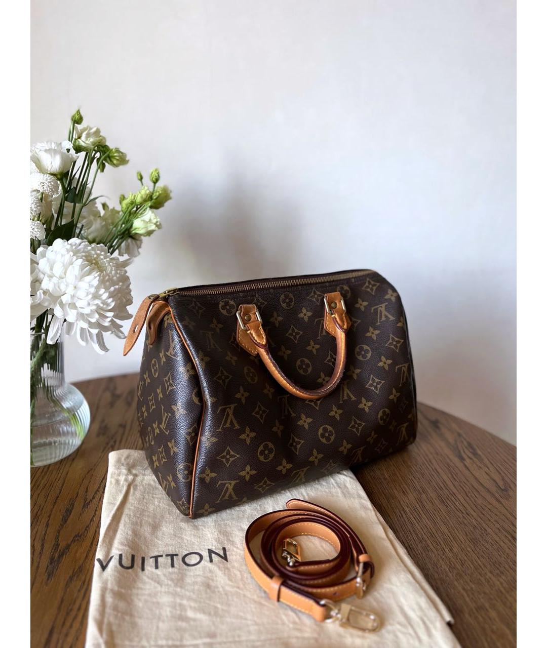 LOUIS VUITTON Коричневая кожаная сумка через плечо, фото 3
