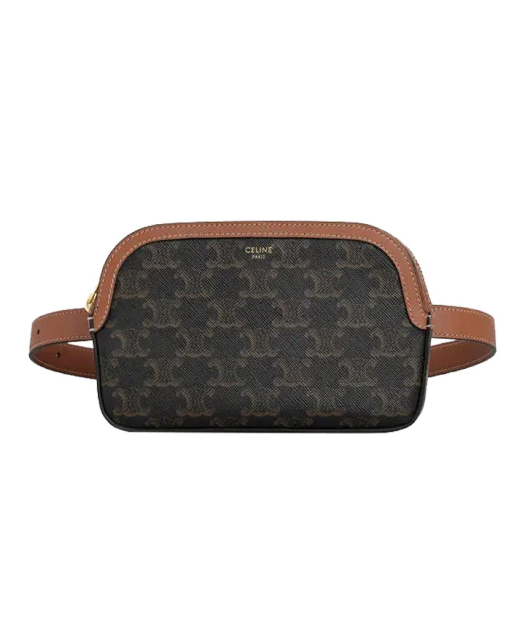 CELINE Коричневая кожаная поясная сумка, фото 1