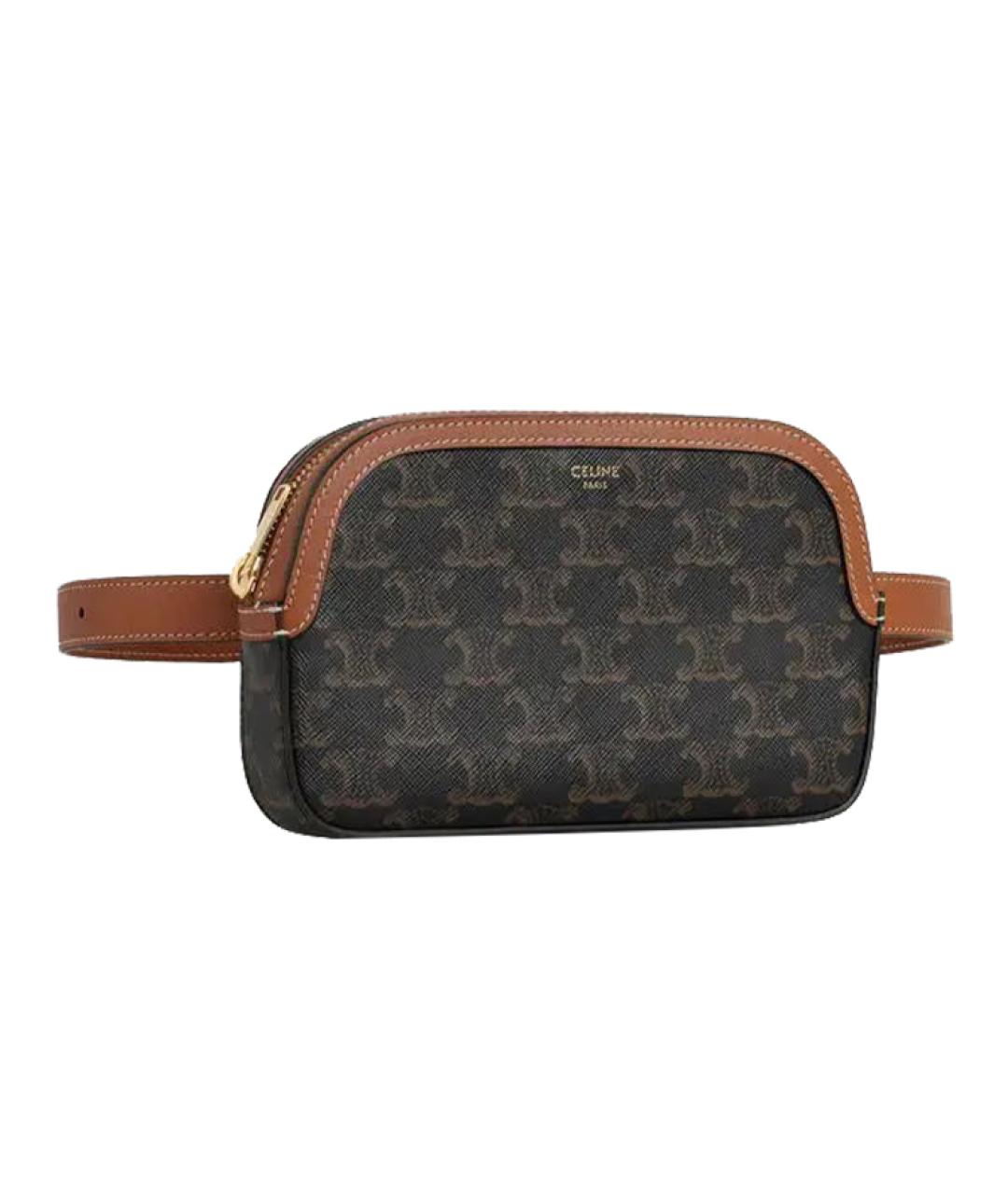 CELINE Коричневая кожаная поясная сумка, фото 2