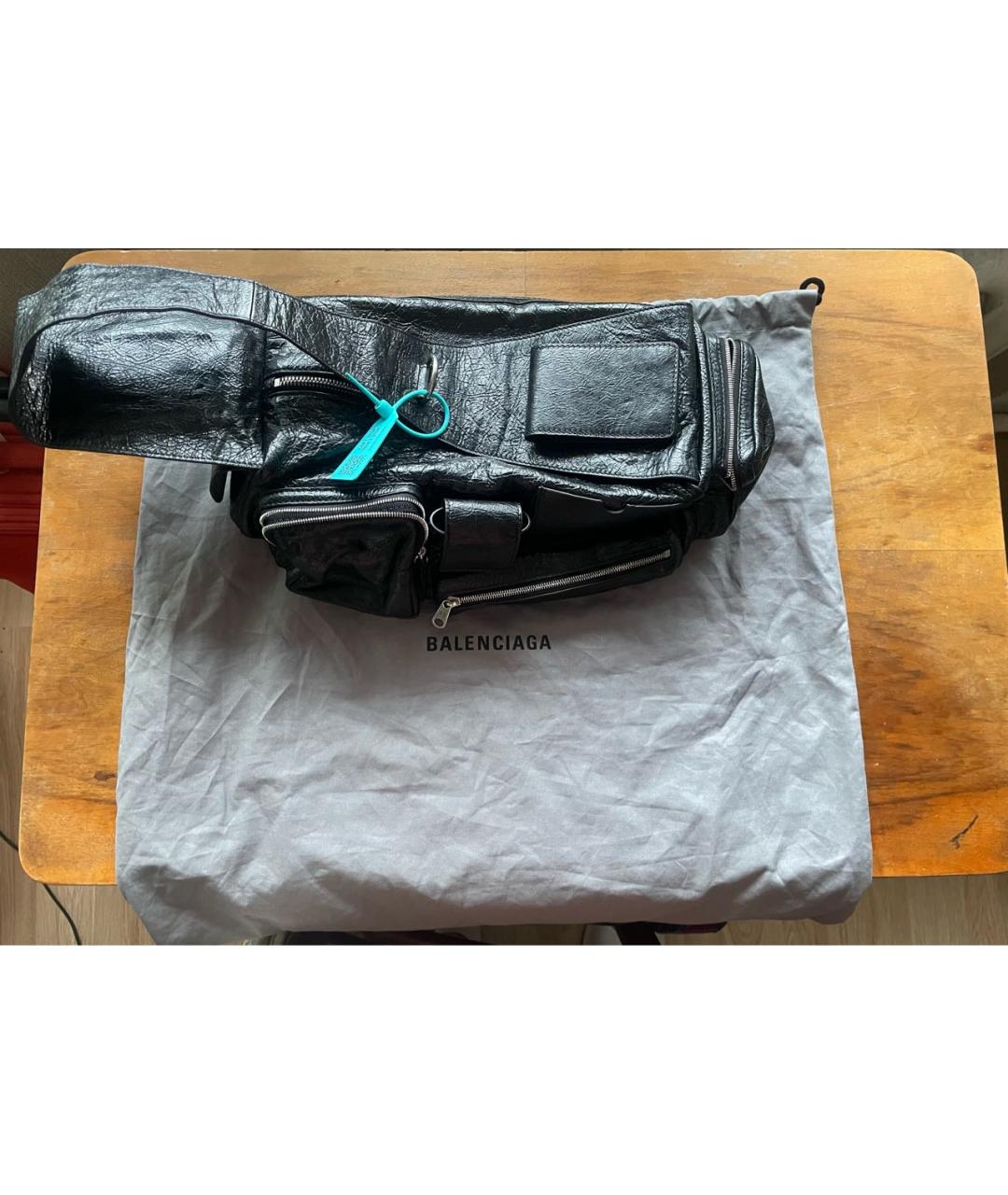 BALENCIAGA Черная кожаная сумка с короткими ручками, фото 2