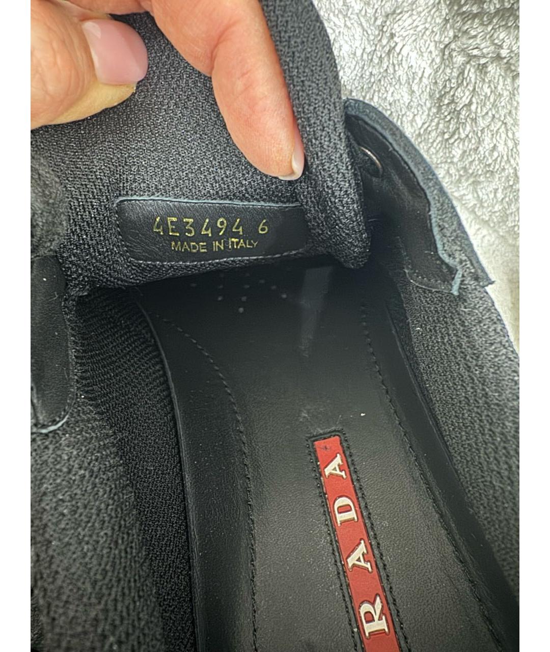 PRADA Черные кожаные низкие кроссовки / кеды, фото 5
