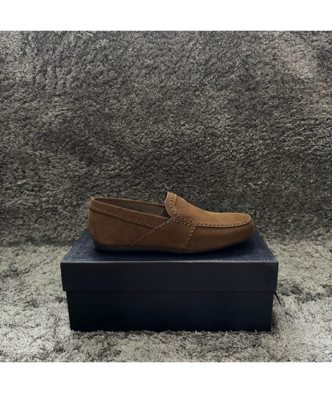PRADA Коричневые замшевые лоферы, фото 9
