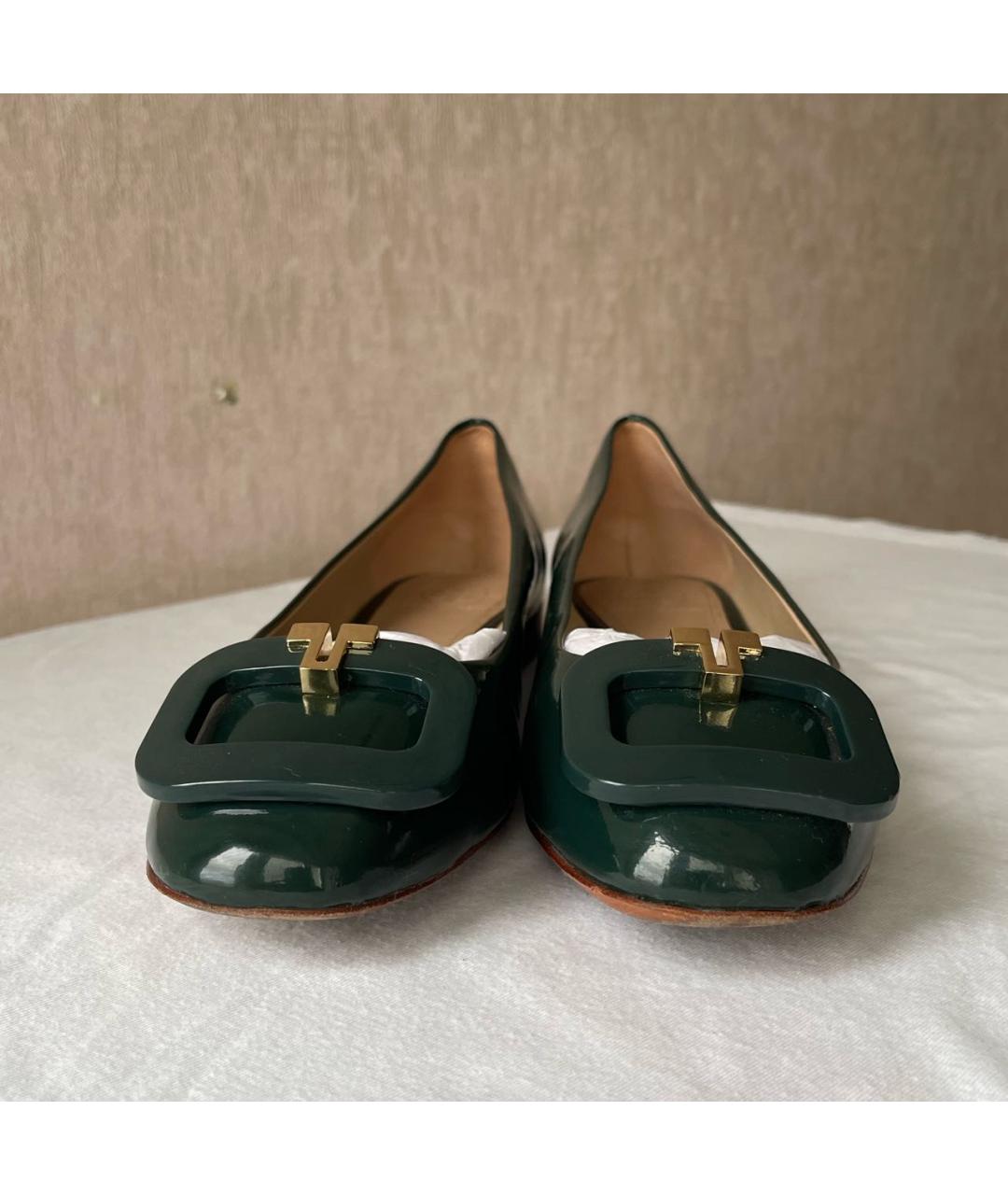 TORY BURCH Зеленые балетки из лакированной кожи, фото 2