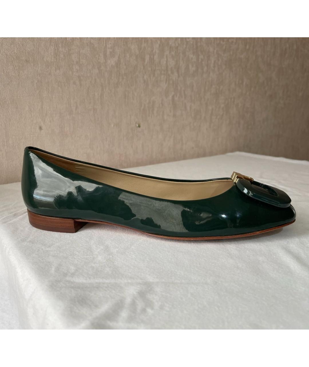 TORY BURCH Зеленые балетки из лакированной кожи, фото 8