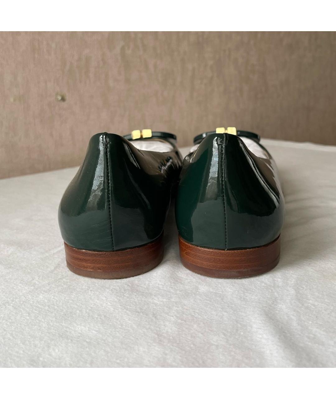 TORY BURCH Зеленые балетки из лакированной кожи, фото 4