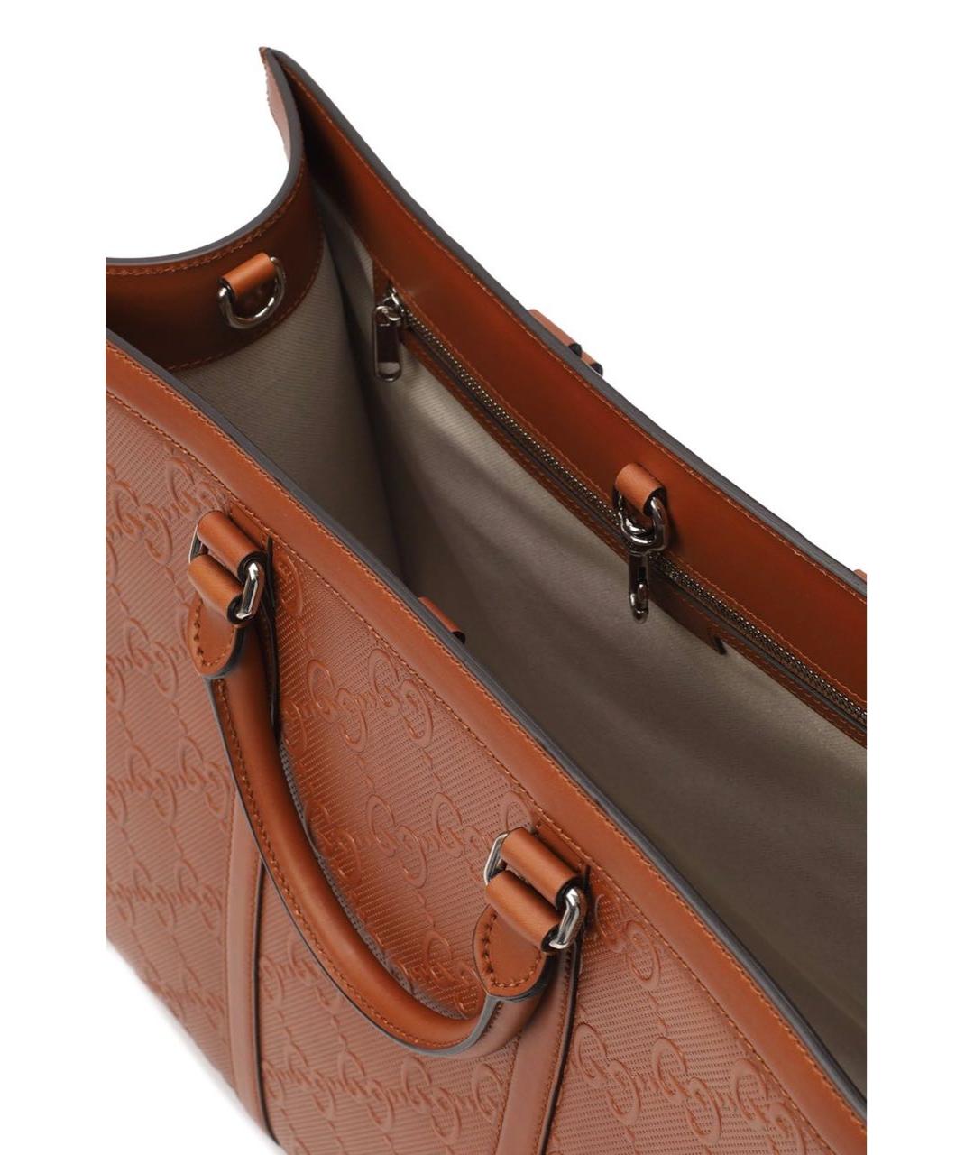 GUCCI Коричневая кожаная сумка тоут, фото 6