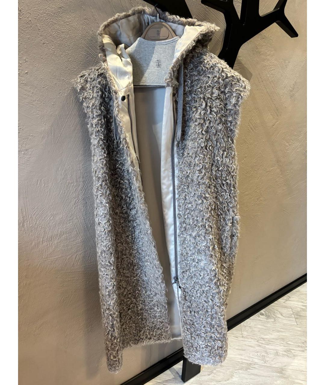 BRUNELLO CUCINELLI Серая шерстяная шуба, фото 5