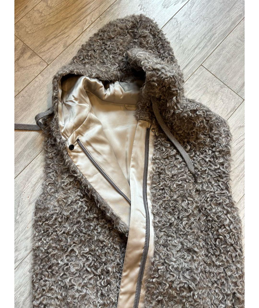 BRUNELLO CUCINELLI Серая шерстяная шуба, фото 4