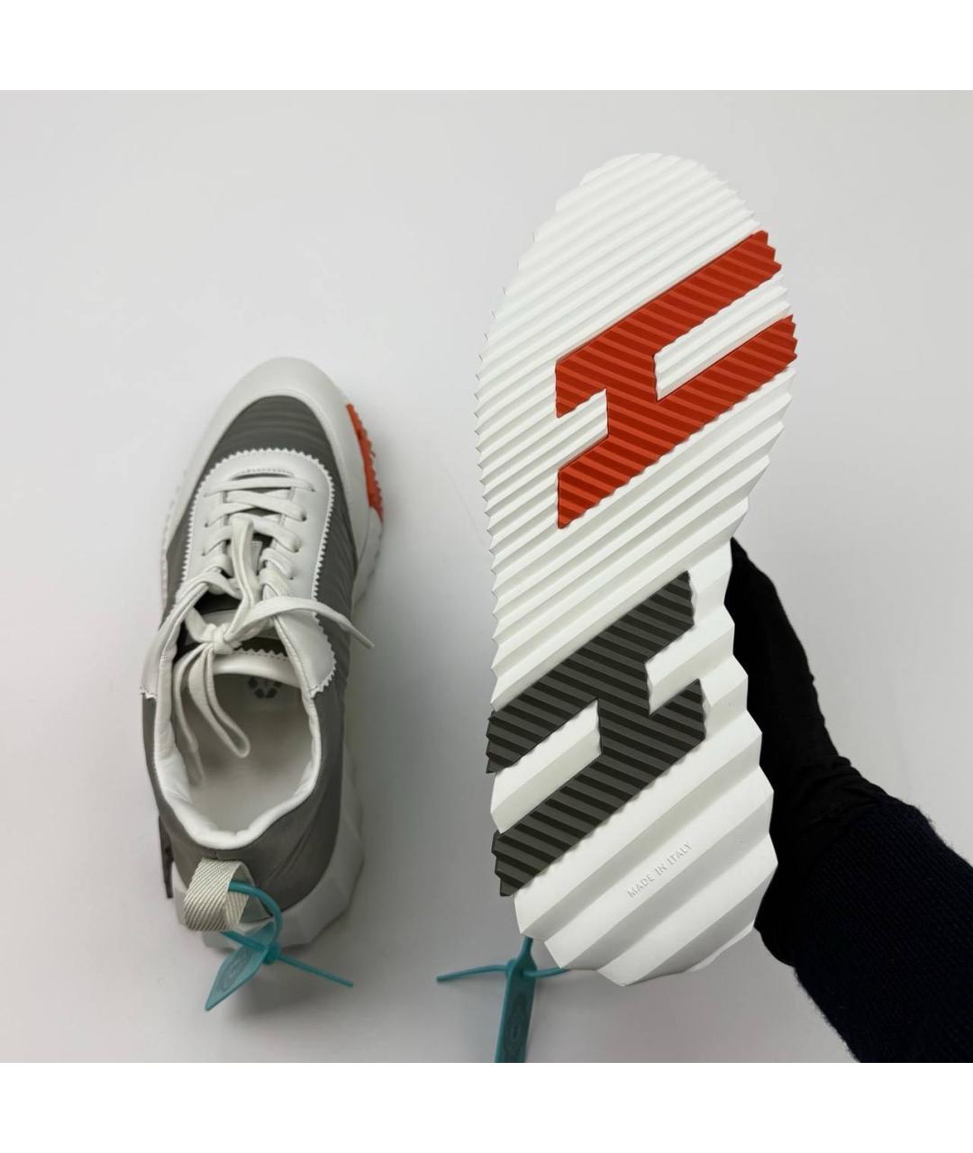 HERMES Серые кожаные низкие кроссовки / кеды, фото 4