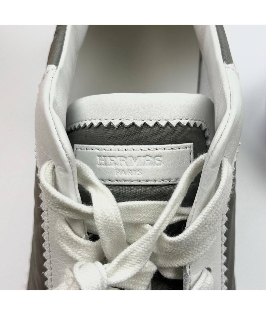 HERMES Серые кожаные низкие кроссовки / кеды, фото 5