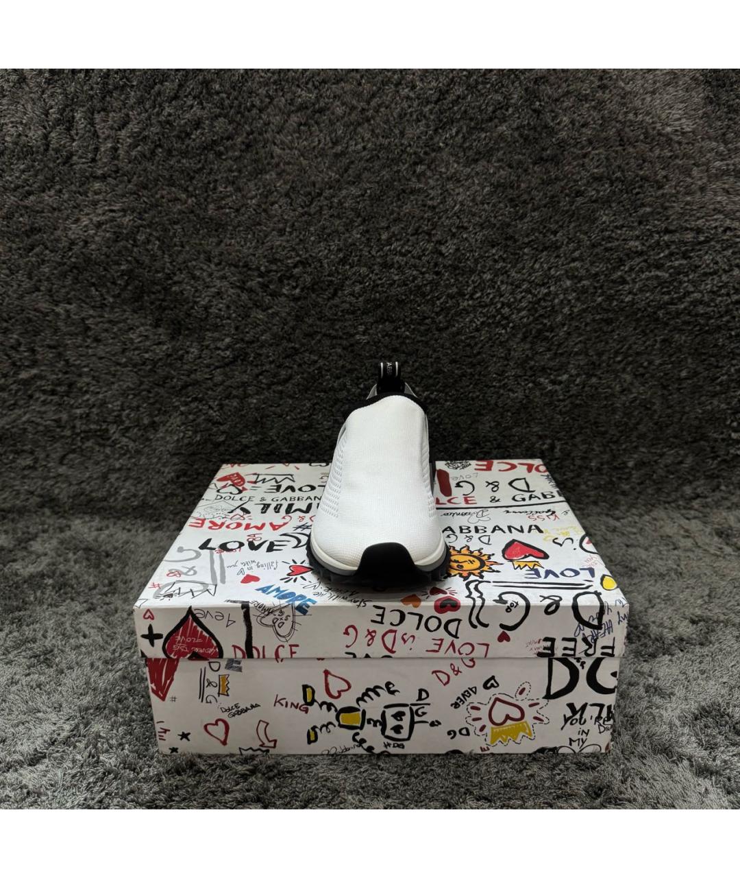 DOLCE&GABBANA Белые текстильные низкие кроссовки / кеды, фото 2