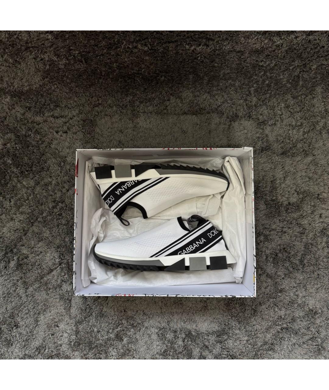 DOLCE&GABBANA Белые текстильные низкие кроссовки / кеды, фото 8