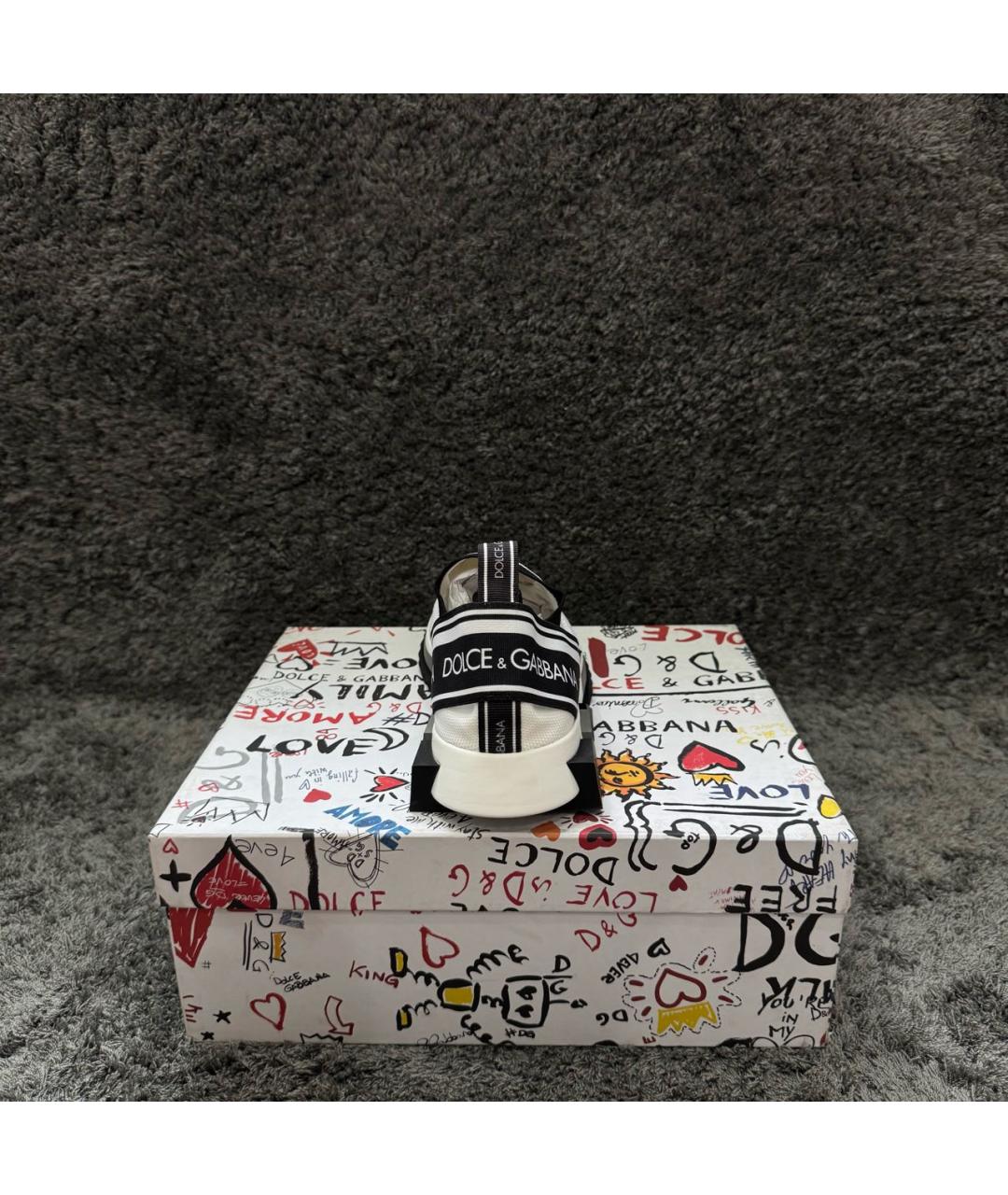 DOLCE&GABBANA Белые текстильные низкие кроссовки / кеды, фото 4