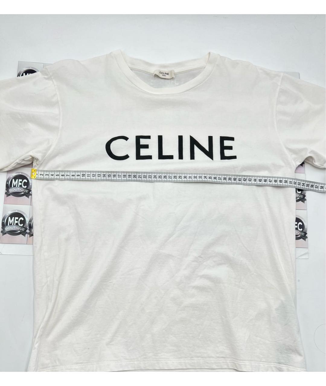 CELINE Белая хлопковая футболка, фото 6