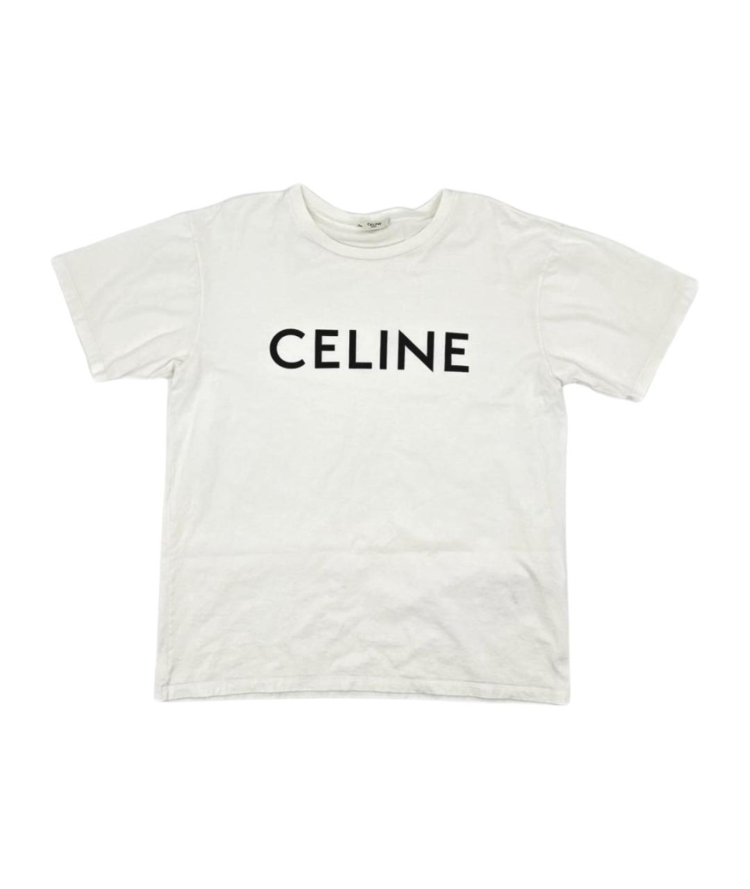 CELINE Белая хлопковая футболка, фото 1