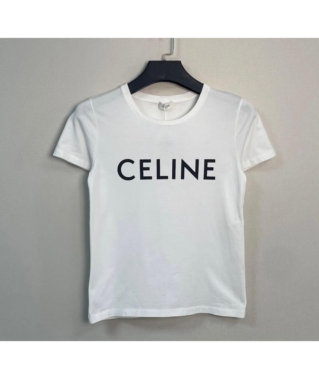 CELINE Белая хлопковая футболка, фото 3