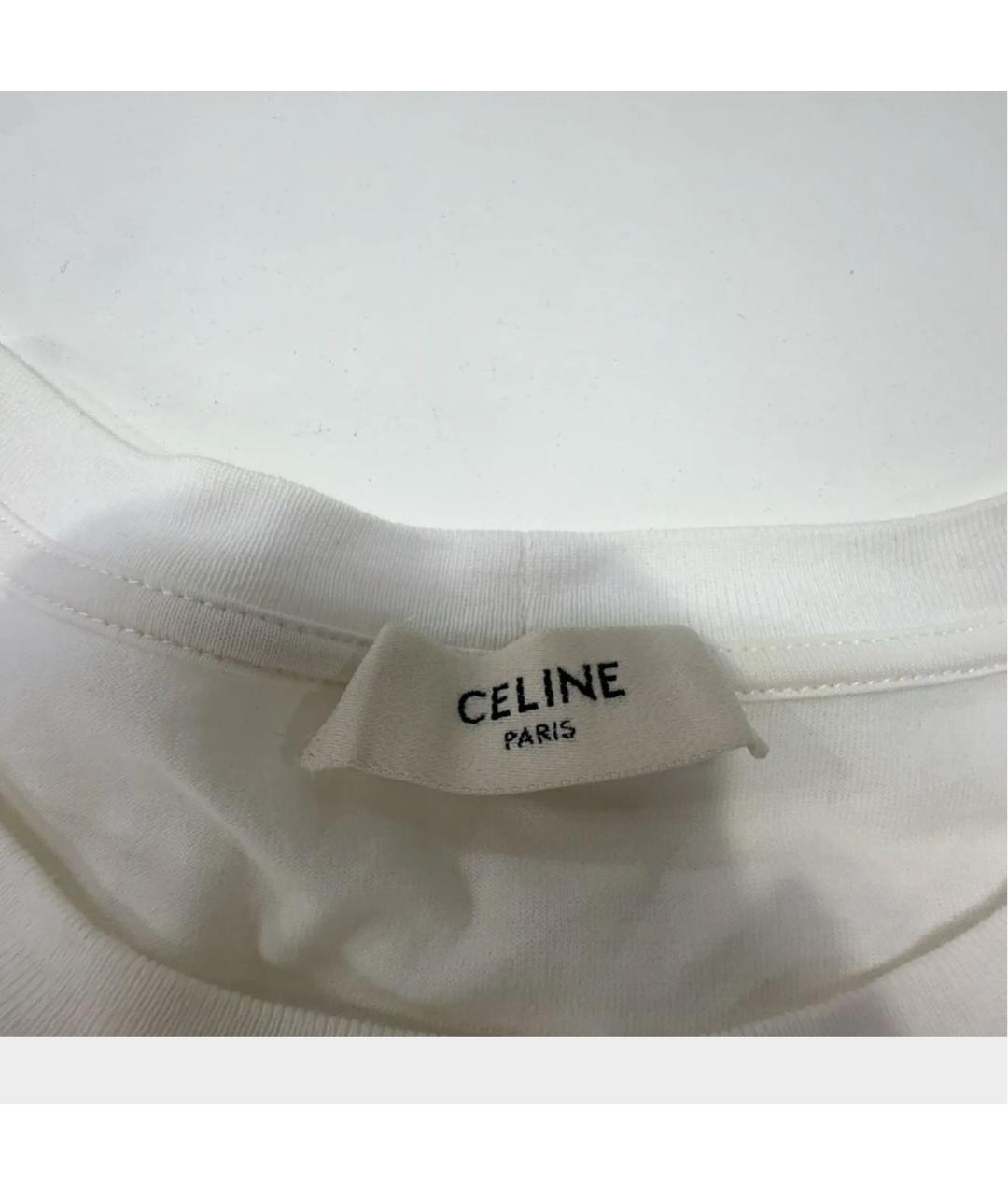 CELINE Белая хлопковая футболка, фото 4
