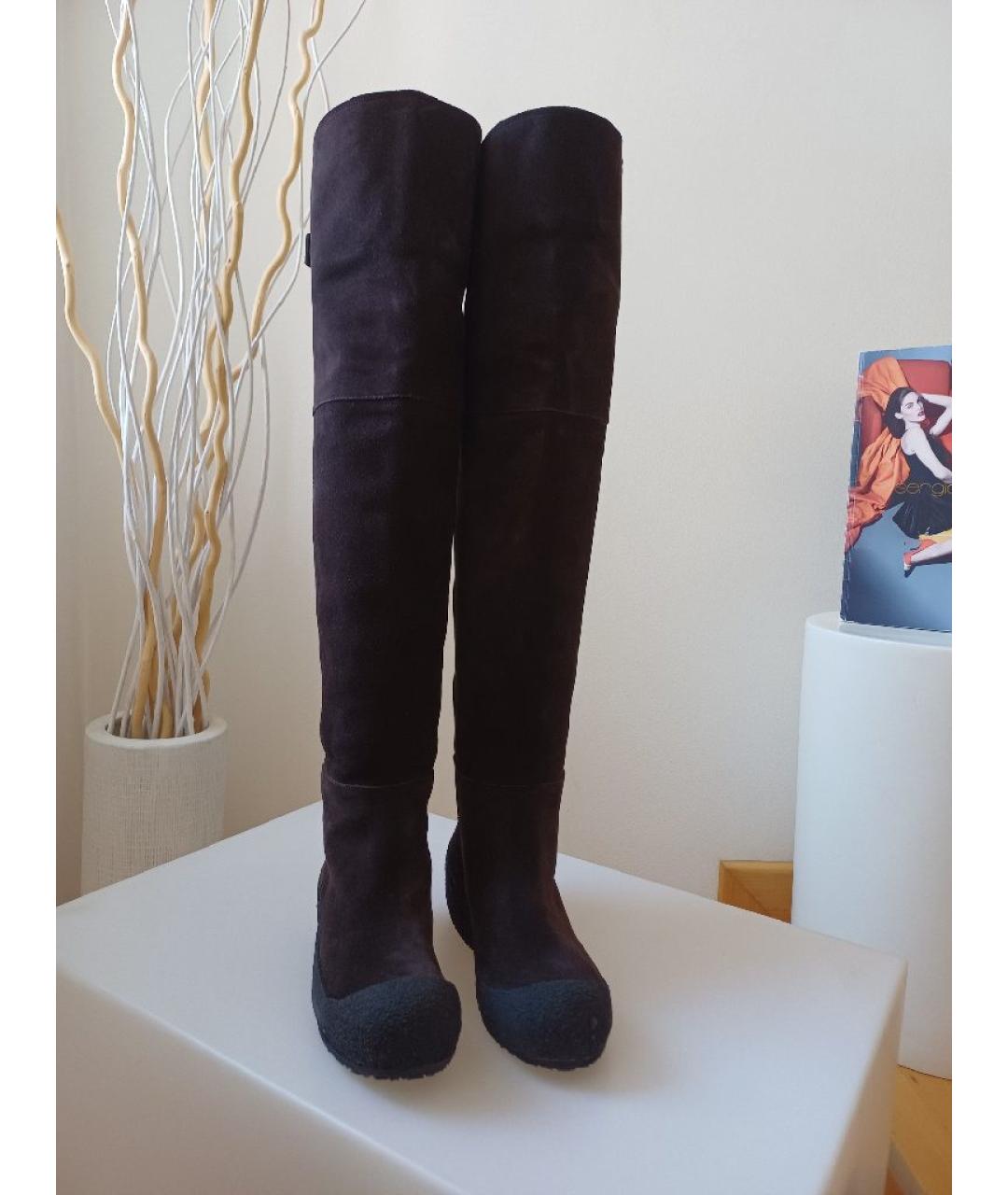 BALLY Коричневые замшевые ботфорты, фото 5