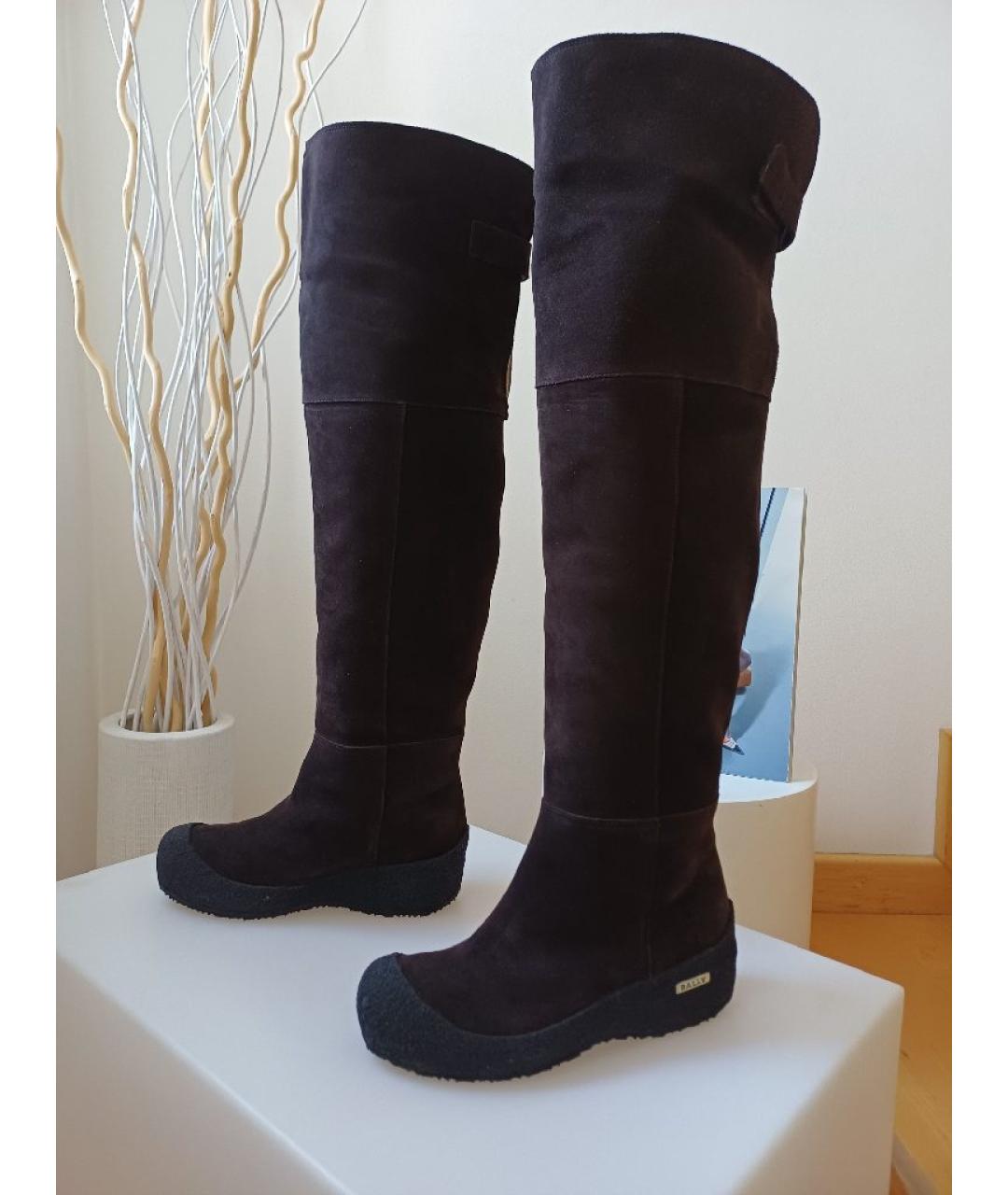 BALLY Коричневые замшевые ботфорты, фото 4