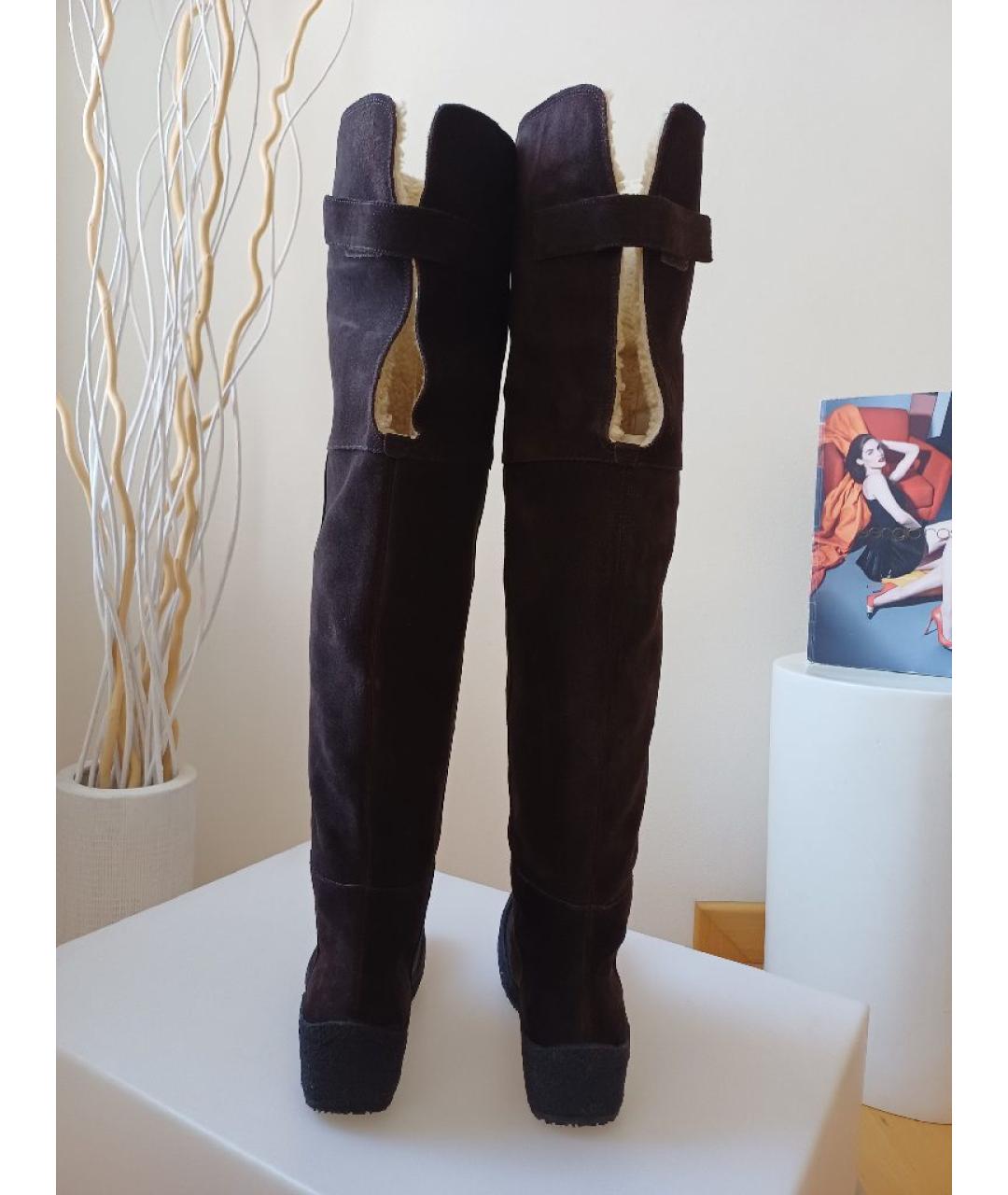 BALLY Коричневые замшевые ботфорты, фото 6