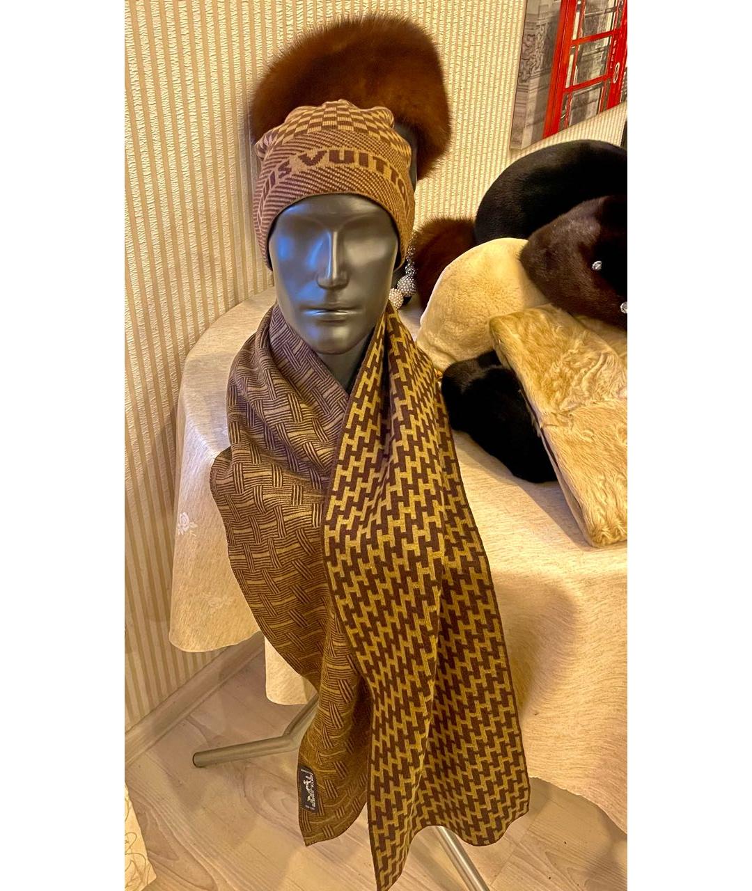 LOUIS VUITTON Коричневая шерстяная шапка, фото 5