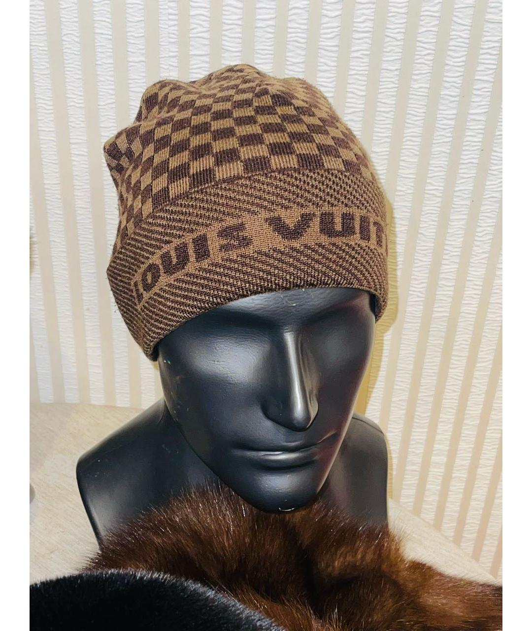 LOUIS VUITTON Коричневая шерстяная шапка, фото 7