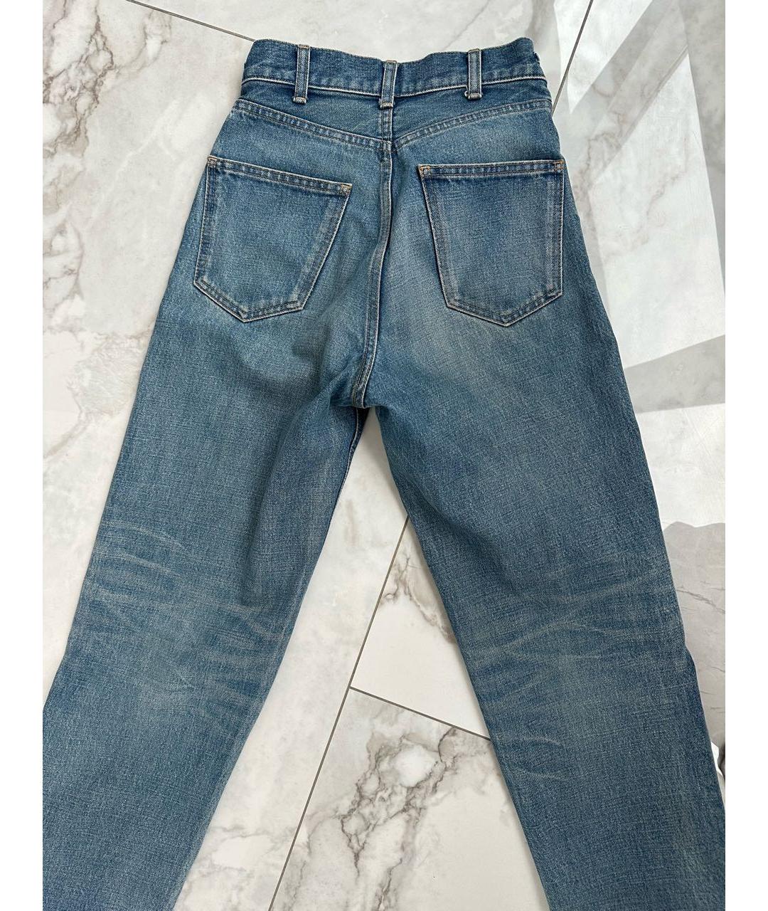 CELINE Темно-синие хлопковые прямые джинсы, фото 4