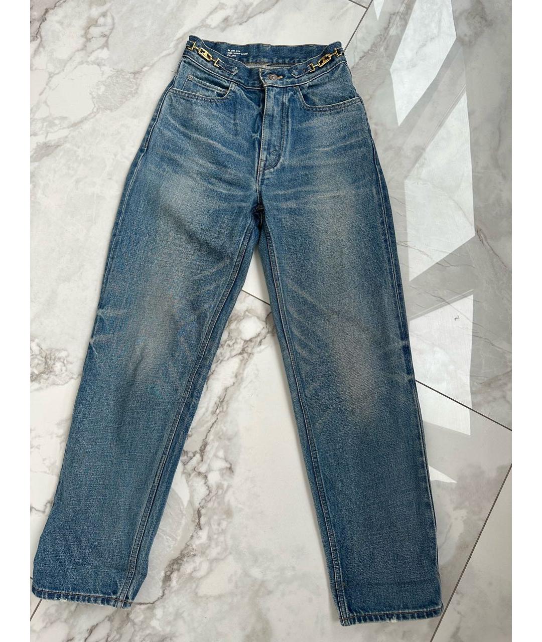 CELINE Темно-синие хлопковые прямые джинсы, фото 5